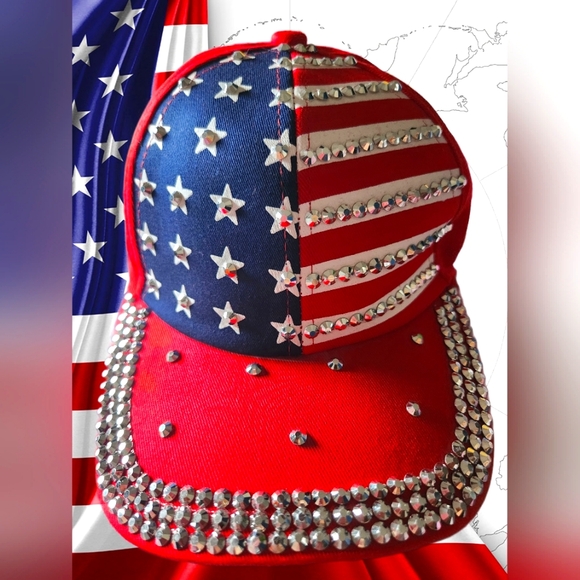 USA Rhinestone Baseball Cap - Picture 6 of 14